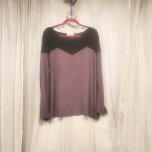 Project Runway Dmitry Sholokhov Gray Blouse Black Mesh Long Sleeve Top